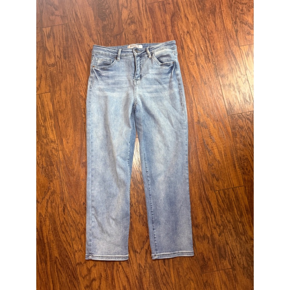 Royalty For Me Womens High Rise Straight Leg Light Wash Denim Jeans Size 12